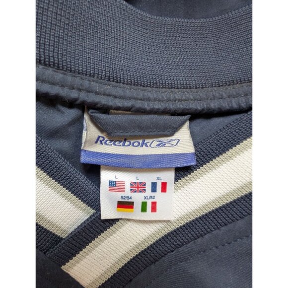 Reebok Navy Blue Pullover V-Neck Windbreaker Jacket Zip Pockets Mens Size XL - Picture 4 of 8